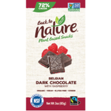 BACK TO NATURE: Dark Belgian Chocolate Bar With Raspberry, 3 oz