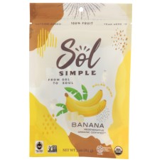 SOL SIMPLE: Solar Dried Banana Organic Regenerative Certified, 3 oz