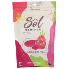 SOL SIMPLE: Solar Dried Organic Dragon Fruit, 3 oz