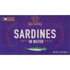 SEA CASTLE: Skinless Boneless Sardines in Water, 4.4 oz