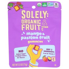 SOLELY: Organic Mango Passionfruit Gummies, 2.5 oz