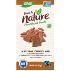 BACK TO NATURE: Natural Chocolate Bar Flavored With Caramelized Almonds and Sea Salt, 3 oz