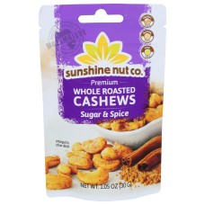 SUNSHINE NUT COMPANY: Whole Roasted Cashews Sugar And Spice, 1.05 oz