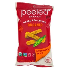 PEELED SNACKS: Baked Pea Crisps Organic Southwest Spice, 3.3 oz