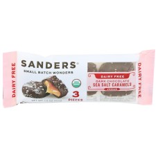 SANDERS: Dark Chocolate Sea Salt Caramels 3 Piece Dairy Free, 1.5 oz