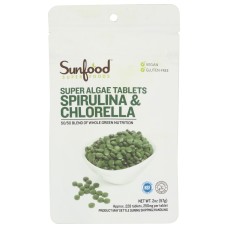 SUNFOOD SUPERFOODS: Spirulina Chlorella Tablets, 2 oz