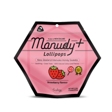 MANUDY: Manuka Honey Sweets Lollipops Strawberry Flavour, 1 bg