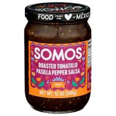 SOMOS: Roasted Tomatillo Pasilla Pepper Salsa, 12 oz