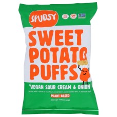 SPUDSY: Vegan Sour Cream and Onion Sweet Potato Puffs, 4 oz