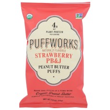 PUFFWORKS: Organic Strawberry PB&J Peanut Butter Puffs, 3.5 oz