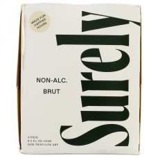 SURELY: Non Alcoholic Brut Can 4 Pack, 33.81 fo