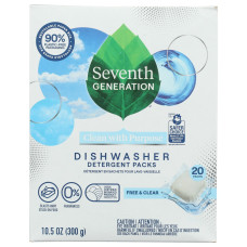 SEVENTH GENERATION: Dishwasher Detergent Free and Clear, 20 pc SEVENTH GENERATION: Dishwasher Detergent Free and Clear, 20 pc