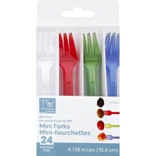 SENSATIONS: Translucent Mini Fork Assorted Color, 24 ct