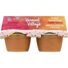 VERMONT VILLAGE CANNERY: Organic Apple Sauce with Strawberries & Bananas Cups, 16 oz