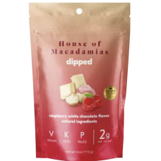HOUSE OF MACADAMIAS: Nuts Rasp Whte Chocolate, 4 oz