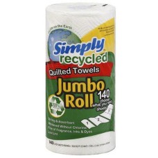 SIMPLY RECYCLED: Jumbo Roll 2 Ply Quilted Paper Towels 140 Sheets, 1 Roll
