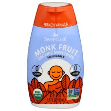 SWEETLEAF STEVIA: Monk Fruit Organic Sweetener French Vanilla Squeezable, 1.7 oz