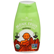 SWEETLEAF STEVIA: Monk Fruit Organic Sweetener Unflavored Squeezable, 1.7 oz
