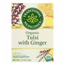 TRADITIONAL MEDICINALS: Organic Tulsi and Ginger Tea, 16 bg