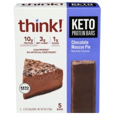 THINK: Chocolate Mousse Pie Keto Protein Bar 5 Pieces, 6 oz