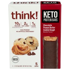 THINK: Chocolate Peanut Butter Cookie Dough Keto Protein Bar 5 Pieces, 6 oz