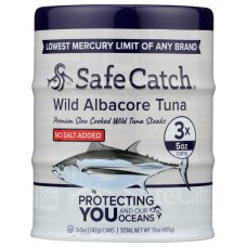 SAFECATCH: Wild Albacore Tuna No Salt Added, 15 oz
