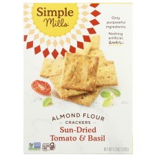 SIMPLE MILLS: Sun Dried Tomato and Basil Almond Flour Crackers, 4.25 oz