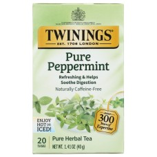 TWINING TEA: Pure Peppermint Herbal Tea, 20 bg