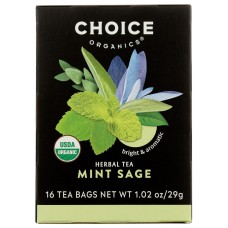 CHOICE TEA: Organic Mint Sage Tea, 16 bg