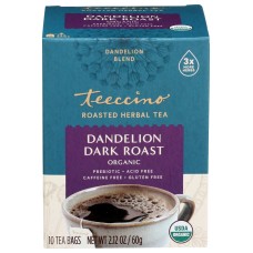 TEECCINO: Dandelion Dark Roast Organic Herbal Tea, 10 ct