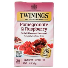 TWINING TEA: Pomegranate and Raspberry Herbal Tea, 20 bg