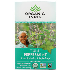 ORGANIC INDIA: Tulsi Peppermint Refresh Teabags, 18 bg