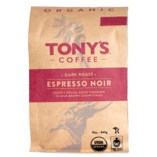 TONYS COFFEE: Espresso Noir Dark Roast Whole Bean Coffee, 12 oz