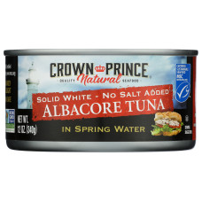 CROWN PRINCE: Solid White Albacore Tuna No Salt Added, 12 oz