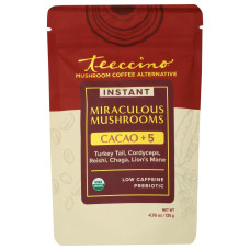 TEECCINO: Cacao Plus 5 Miraculous Mushroom Instant Coffee, 4.76 oz