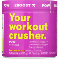 EBOOST: Pow Natural Pre Workout Berry Melon, 8.4 oz