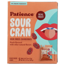 PATIENCE FRUIT & CO: Sour Dried Cranberries Peach Flavored, 3.75 oz PATIENCE FRUIT & CO: Sour Dried Cranberries Peach Flavored, 3.75 oz
