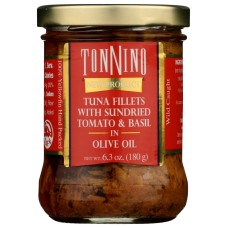 TONNINO: Tuna Fillets With Sundried Tomato And Basil In Olive Oil, 6.3 oz