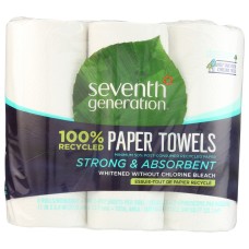 SEVENTH GENERATION: 100 Recycled Paper Towels 6 Rolls Unbleached, 1 ea