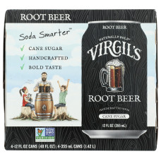 VIRGILS: Root Beer Soda 4 Count, 48 fo