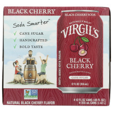 VIRGILS: Black Cherry Soda 4 Count, 48 fo
