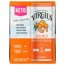 VIRGILS: Zero Sugar Orange Cream 4Pk, 48 fo