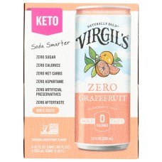 VIRGILS: Grapefruit Zero Sugar 4Pk, 48 fo
