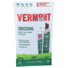VERMONT SMOKE: Original Sticks Beef Pork 6Ct, 6 oz