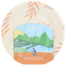 WORLD CENTRIC: Compostable Celebration Plate 6 Inches, 20 pc
