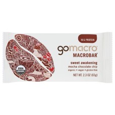 GOMACRO: Sweet Awakening Mocha Chocolate Chip Protein Bar, 2.3 oz