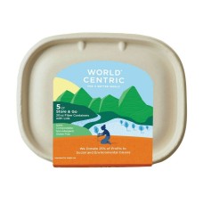 WORLD CENTRIC: 20 Oz Fiber Containers with Lids, 5 ct