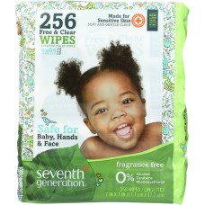 SEVENTH GENERATION: Baby Wipes Free and Clear, 256 ct