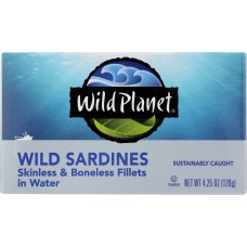 WILD PLANET: Wild Sardines Skinless and Boneless Fillets In Water, 4.25 oz