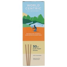 WORLD CENTRIC: 8In Kraft Paper Straw, 50 pc